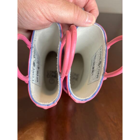 Lone Cone Kids Rain Boots Rainbow Print Navy Pink Rubber ~ Size 7 - Picture 4 of 6